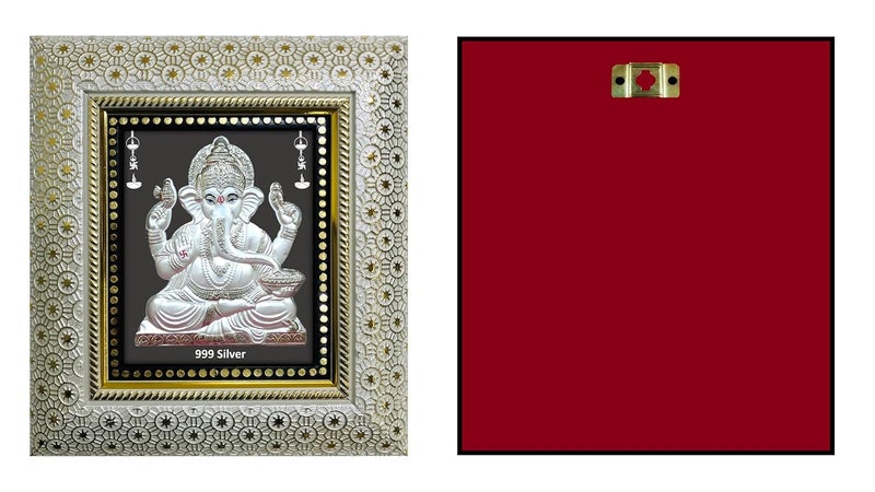 ARTSMINE 999 Pure Silver Ganesha Frame with Purity Certificate Resale Value Size HL 86 8 Inch Pooja Room Wedding Corporate Gift Home Decor Door Entrance - Image 3
