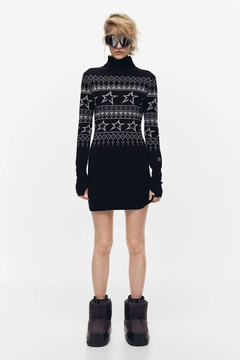 H&M Jacquard-knit merino wool-blend dress
