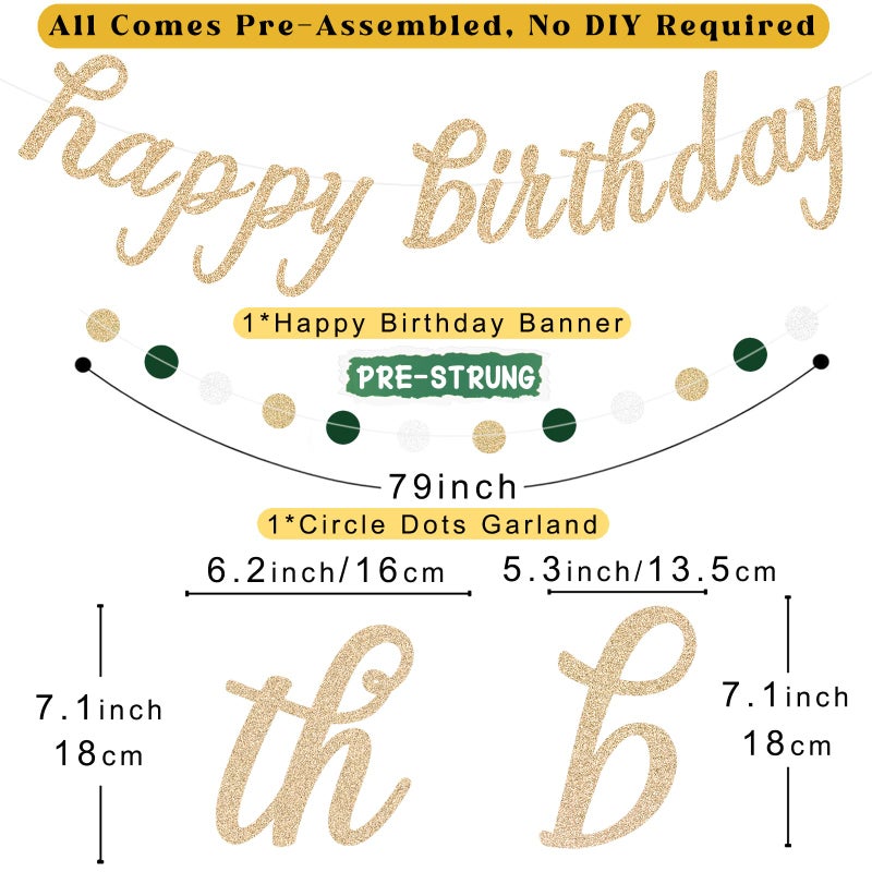 Aonor Sage Green Happy Birthday Decorations, Pre-Strung Happy Birthday Banner with Honeycomb Balls, Paper Flowers, Lanterns, Hanging Swirls, Circle Dots Garland for Birthdays Party Decorations 24pcs - Image 4