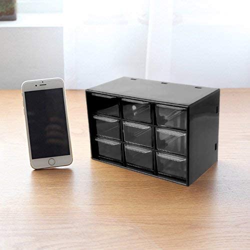 Anugrah Mini Parts Storage Plastic Drawer9 mini Drawers Storage Organizer Small Desktop Drawer Cabinet for Makeup Office Craft Supplies Size 694637in black - Image 2