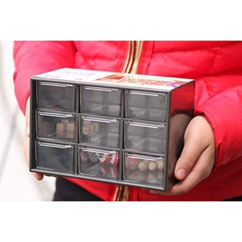 Anugrah Mini Parts Storage Plastic Drawer9 mini Drawers Storage Organizer Small Desktop Drawer Cabinet for Makeup Office Craft Supplies Size 694637in black - Image 4