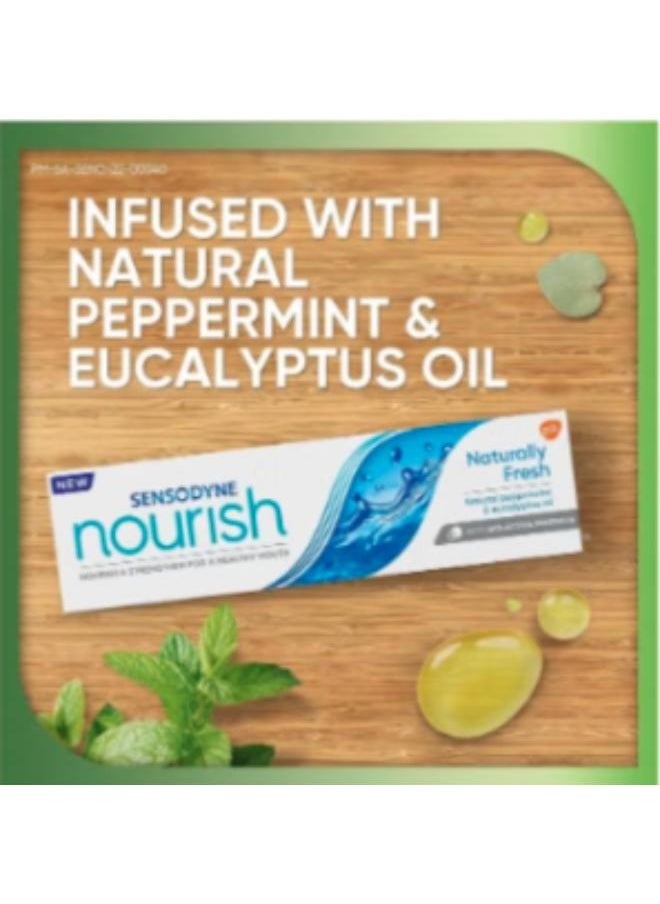 3 Piece Set Sensodyne Nourish Natural Fresh Toothpaste with Natural Mint and Eucalyptus Oil 3X75 ml