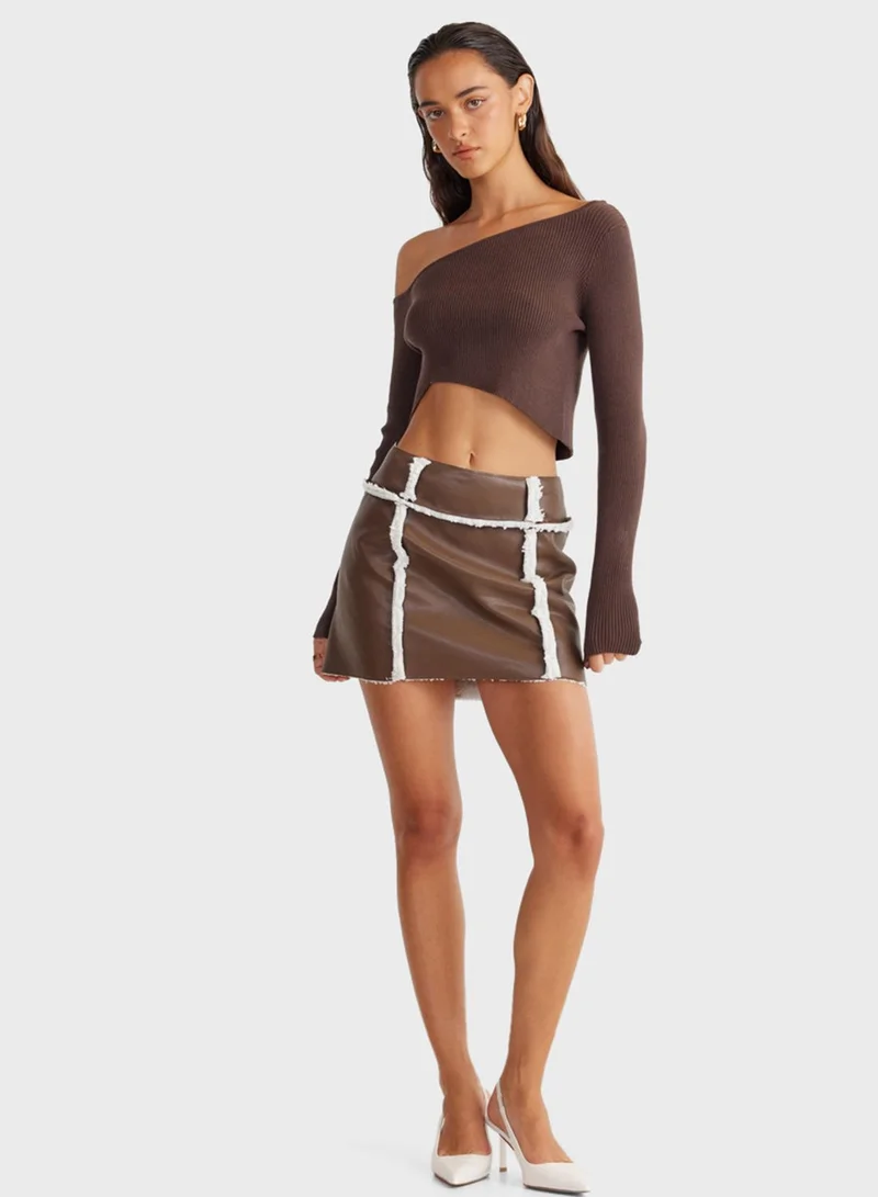 SNDYS One Shoulder Ribbed Crop Top