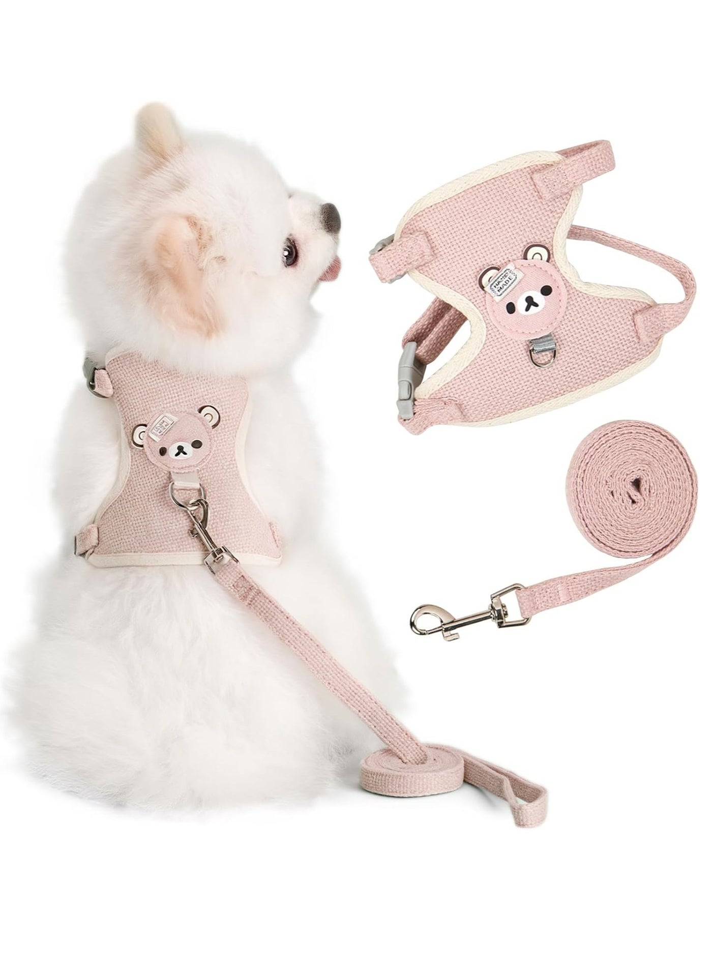 Universal Dog and Cat Harness with Leash, Escape-Proof Cat Harness, Adjustable Harness for Small Dogs, Medium Dogs, Soft Mesh, Comfortable Fit, No Pull (Pink, M)