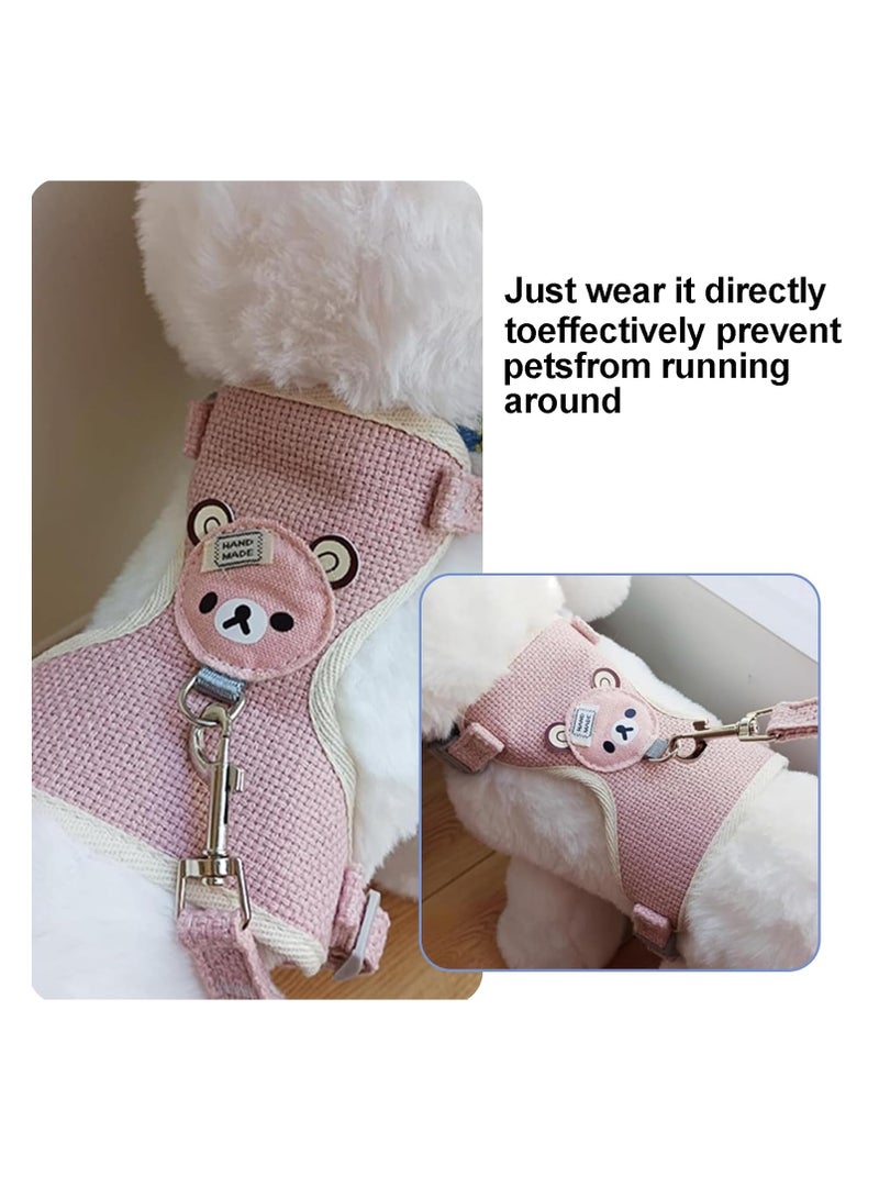 Meetion Universal Dog and Cat Harness with Leash, Escape-Proof Cat Harness, Adjustable Harness for Small Dogs, Medium Dogs, Soft Mesh, Comfortable Fit, No Pull (Pink, M) - Image 2