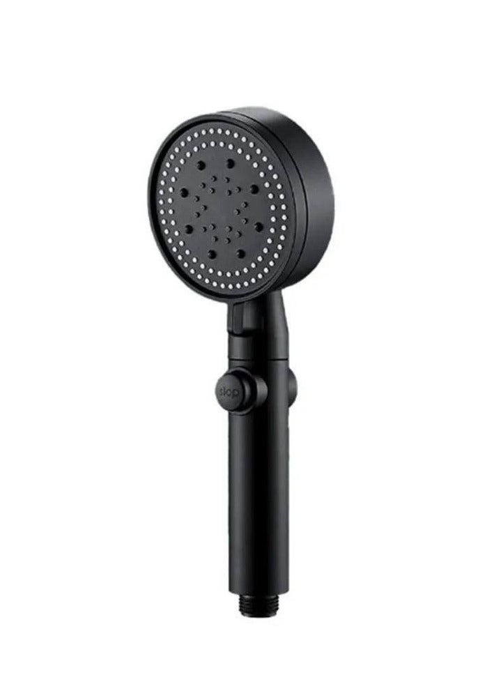 Shower head (shower head) 5 modes with easy on/off button, black plastic - Image 1