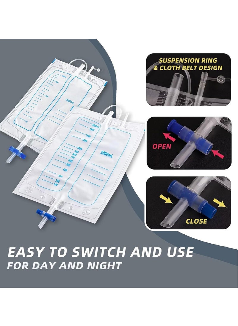 Generic - Wearable Urinal Collector with Reusable Silicone Urine Catheter Bag 2000ml and 1000ml, Portable External Catheter Urine Bag for Elderly Men Grey - Image 1