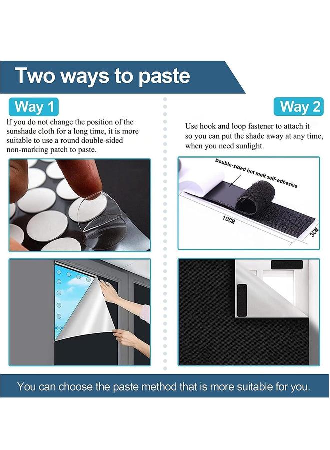 HOMESTAR ستائر تعتيم محمولة، مجموعة 6 قطع، 150x200 سم، ظل مع شرائط فيلكرو وشرائط لاصقة، 100% ستائر نوافذ، تغطية، بدون حفر، سهلة القطع، مناسبة لغرفة النوم، غرفة الأطفال، التلفاز (أسود) - Image 5