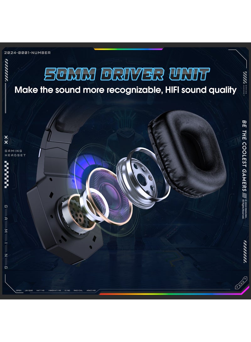 أونيكوما سماعة ألعاب GT806 RGB ثلاثية الأوضاع، بلوتوث/لاسلكي/USB-C لأجهزة الكمبيوتر، PS4، PS5، والهواتف المحمولة، وXbox One - Image 3