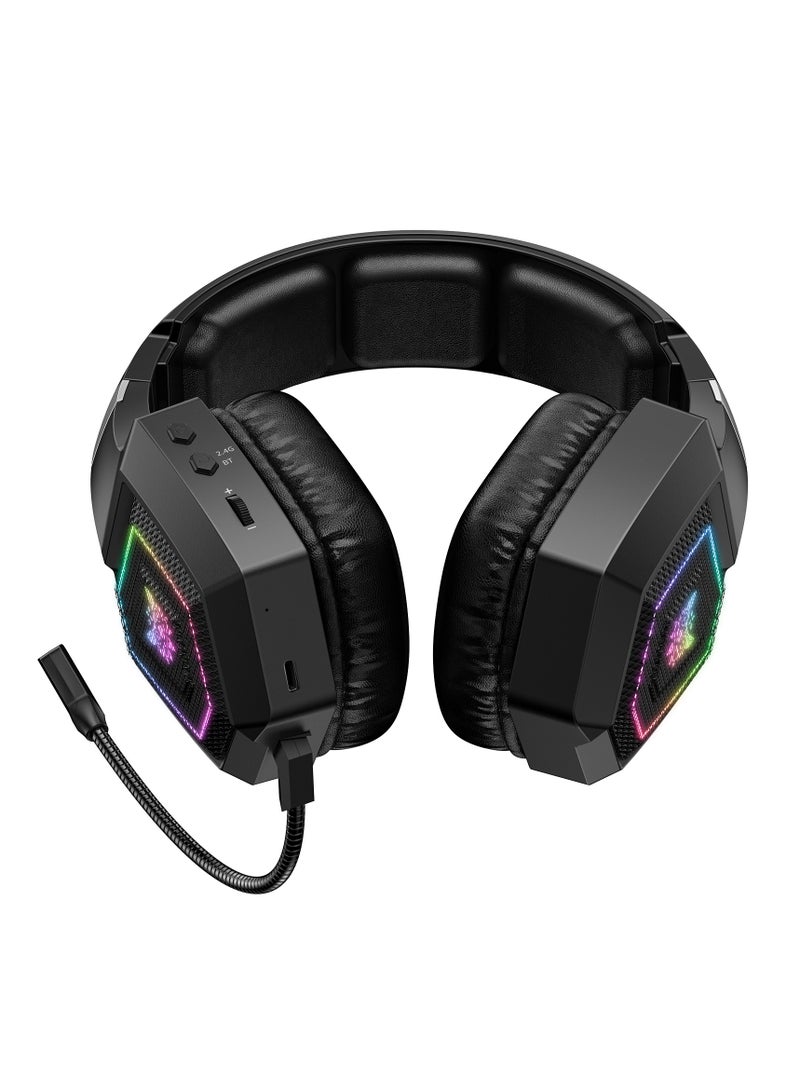 أونيكوما سماعة ألعاب GT806 RGB ثلاثية الأوضاع، بلوتوث/لاسلكي/USB-C لأجهزة الكمبيوتر، PS4، PS5، والهواتف المحمولة، وXbox One - Image 2