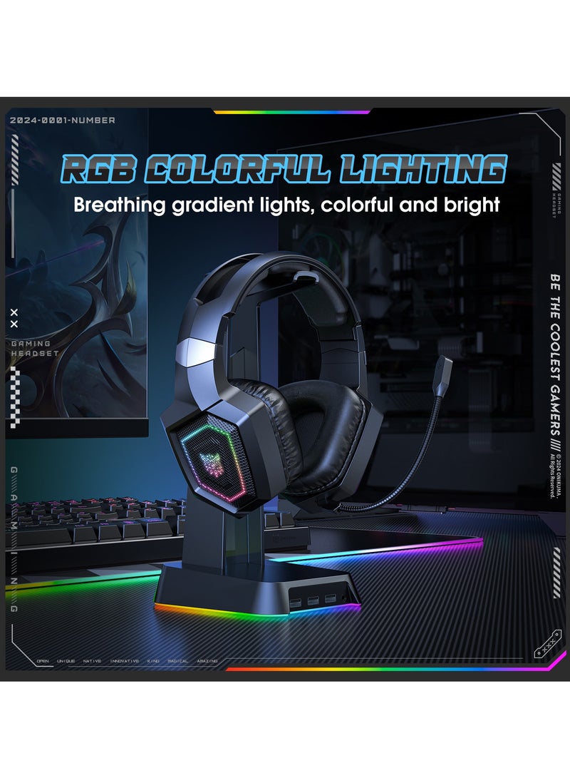 أونيكوما سماعة ألعاب GT806 RGB ثلاثية الأوضاع، بلوتوث/لاسلكي/USB-C لأجهزة الكمبيوتر، PS4، PS5، والهواتف المحمولة، وXbox One - Image 4