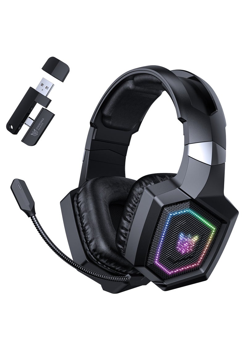 أونيكوما سماعة ألعاب GT806 RGB ثلاثية الأوضاع، بلوتوث/لاسلكي/USB-C لأجهزة الكمبيوتر، PS4، PS5، والهواتف المحمولة، وXbox One - Image 1