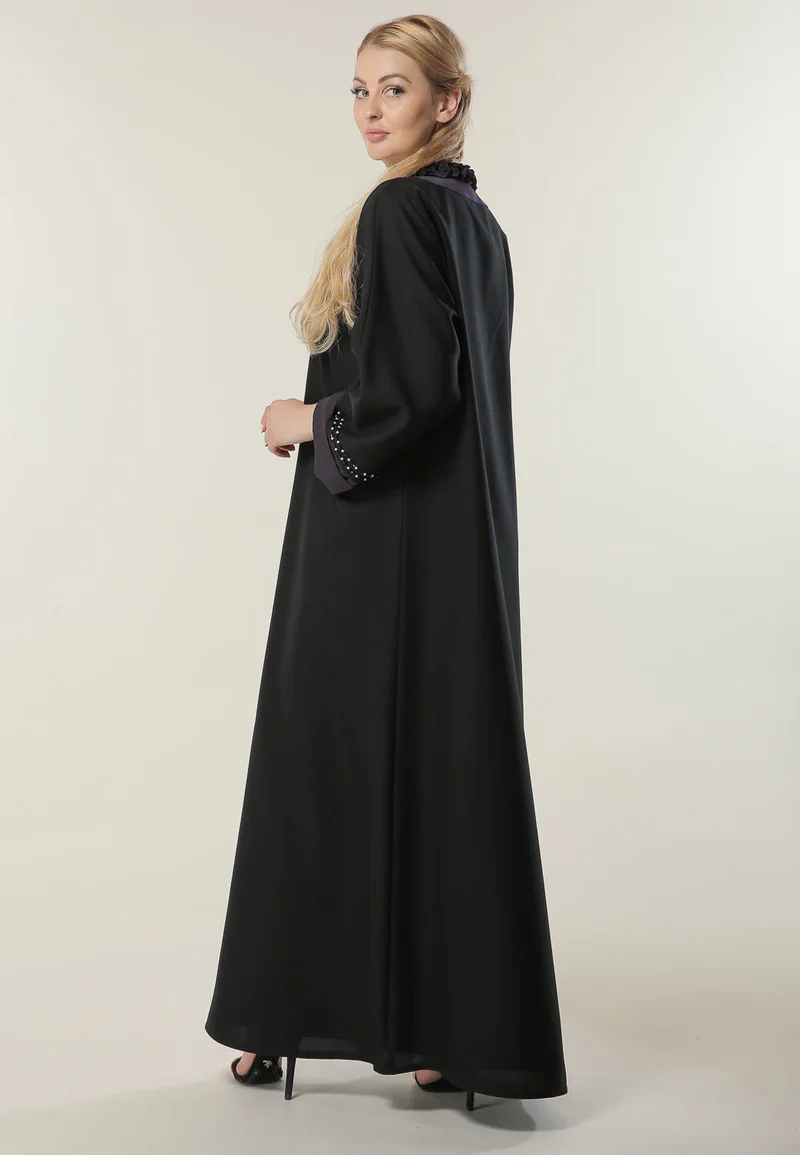 Moistreet  Embroidered Pleated Collar Abaya for Women | Best Price UAE