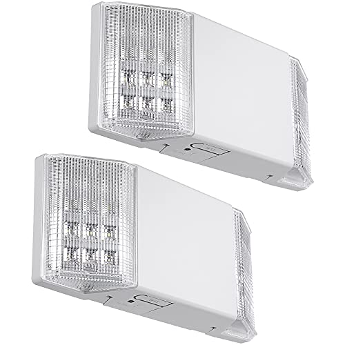 TORCHSTAR LED Emergency Lighting, Commercial Emergency Lights with Battery Backup, UL Listed, Two Square Heads, AC 120/277V, Hardwired Emergency Exit Light Fixtures for Business, Pack of 2 - Image 1