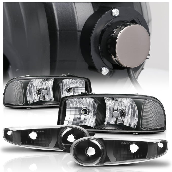 Mauto Black Headlights Assembly Wpreassembled 6000K Led Bulbs Compatible With 01 Gmc Sierra C3 0206 Sierra 1500 Denali 07 Sierra 1500 Denali Classic 0106 Yukon Denali Yukon Xl 1500 Denali