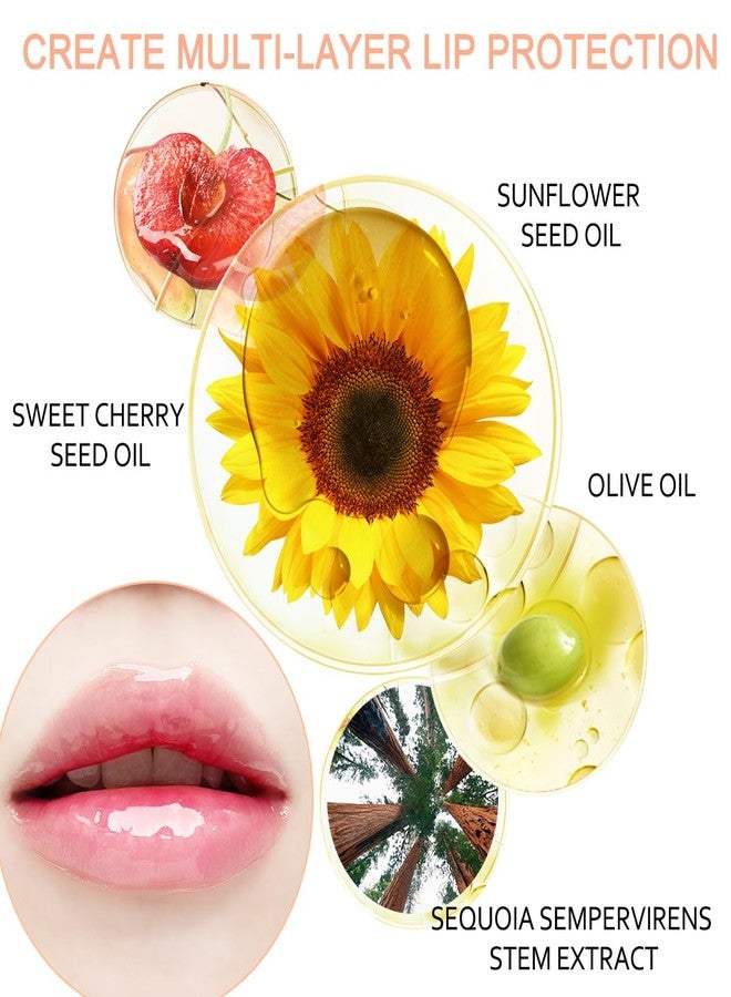 Bowitzki Hydrating Lip Oil Lip Gloss Glow Transparent Toot Tinted Nourishing Long Lasting Lip Balm Blue Lotus Extract Repairing Lightening Lip Lines (Coconut) - Image 3