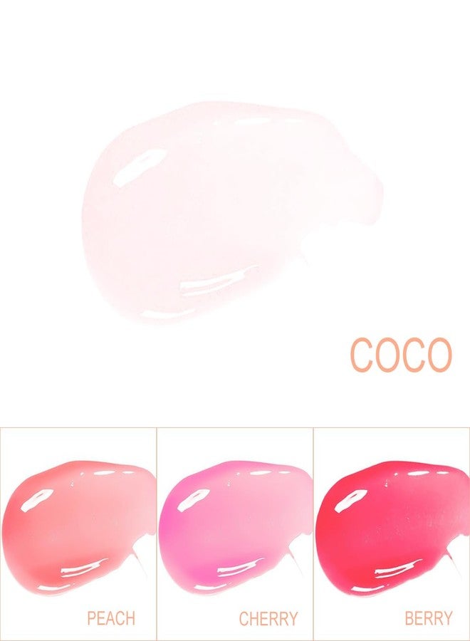 Bowitzki Hydrating Lip Oil Lip Gloss Glow Transparent Toot Tinted Nourishing Long Lasting Lip Balm Blue Lotus Extract Repairing Lightening Lip Lines (Coconut) - Image 2