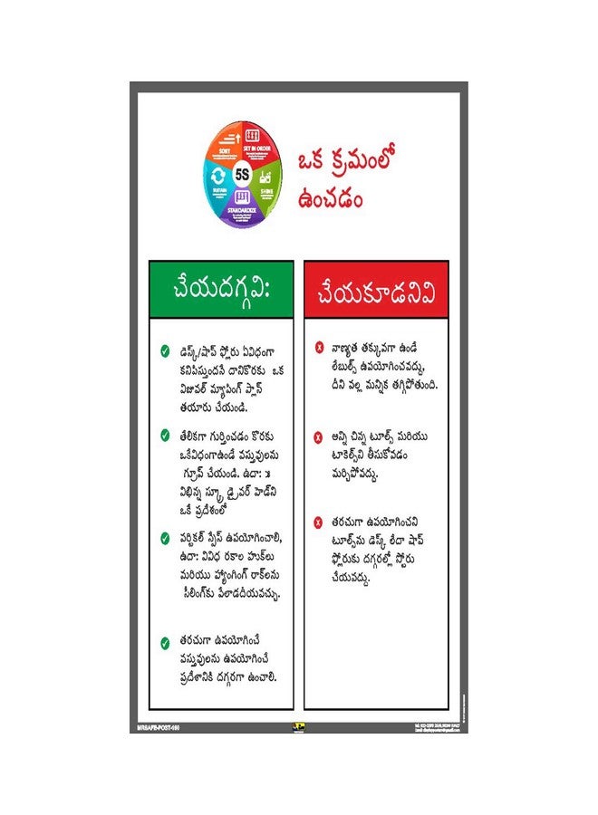 Mr. Safe - 5S Set In Order Do's Don'ts Poster in Telugu Sunboard A3 (11.7 inch X 16.5 inch) - Image 1