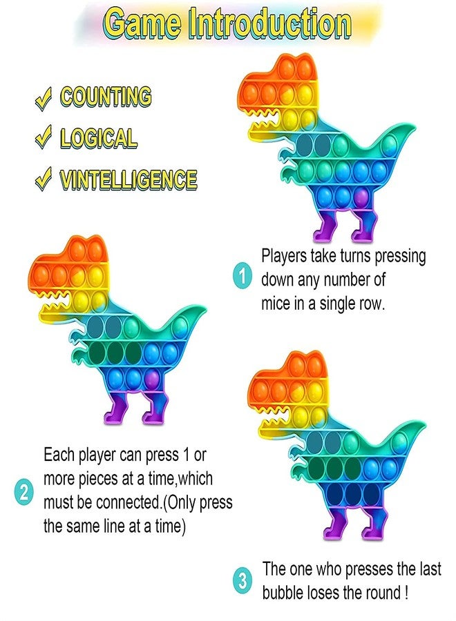 Magicwand Silicone Push Pop Bubble Fidget Sensory Toy for Autism,Stress Reliever,Squeeze Anti-Anxiety Toy for Kids (Dinosaur Rainbow) - Image 2