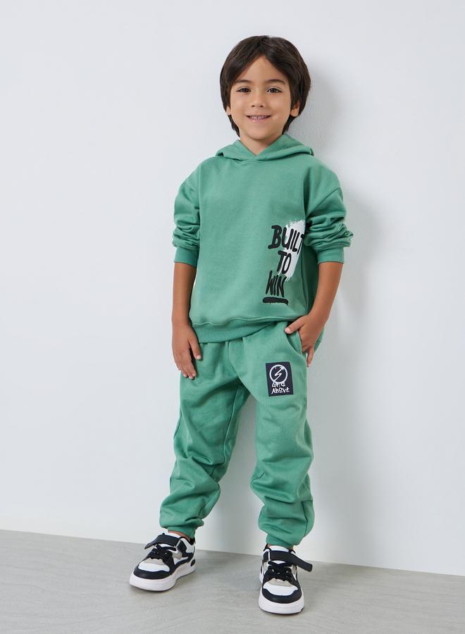 Styli Boys Green Placement Print Cotton Joggers - Image 2