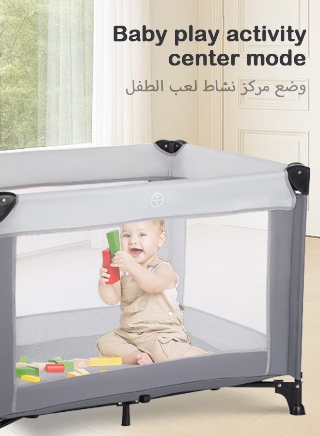 HAYALUX 2 In 1 Baby Crib, Portable Newborn Playard, Foldable Travel Bed Playpen, Travel Crib Nursery Center With Matress - Image 4