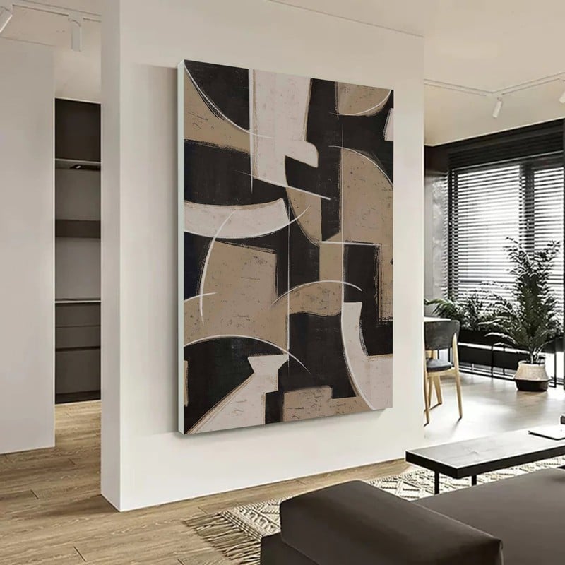 ماركتنا لوحة قماشية بتصميم الفن الهندسي مع برواز مجوف مقاس (60×90) قطعة واحدة - Image 2