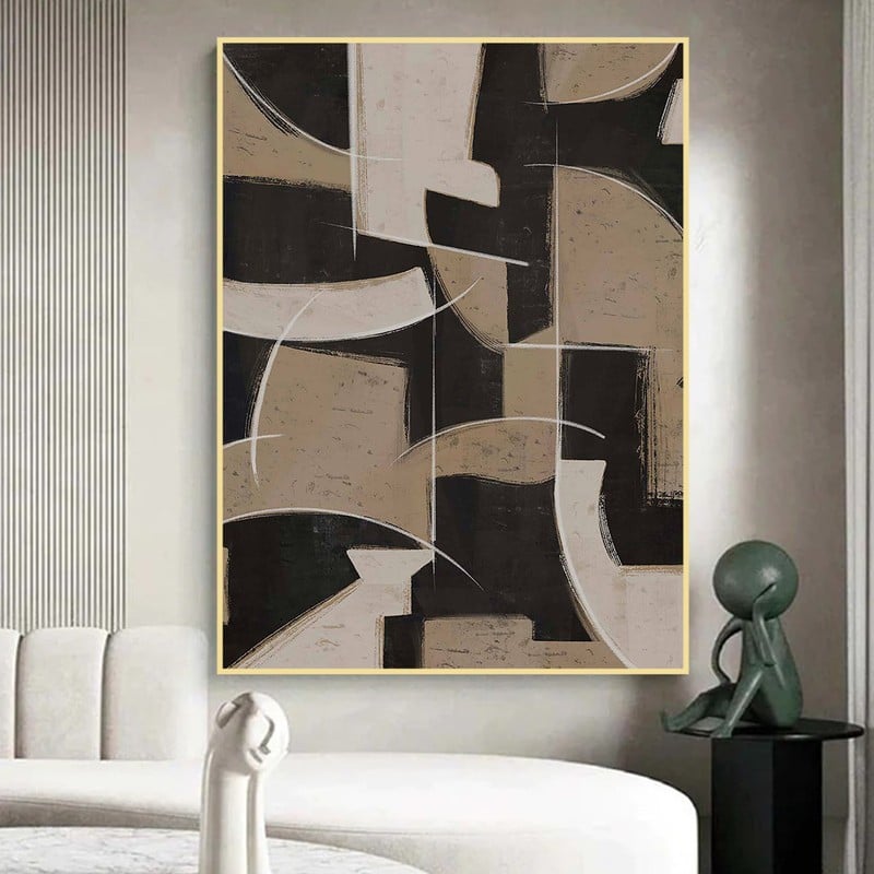 ماركتنا لوحة قماشية بتصميم الفن الهندسي مع برواز مجوف مقاس (60×90) قطعة واحدة - Image 3