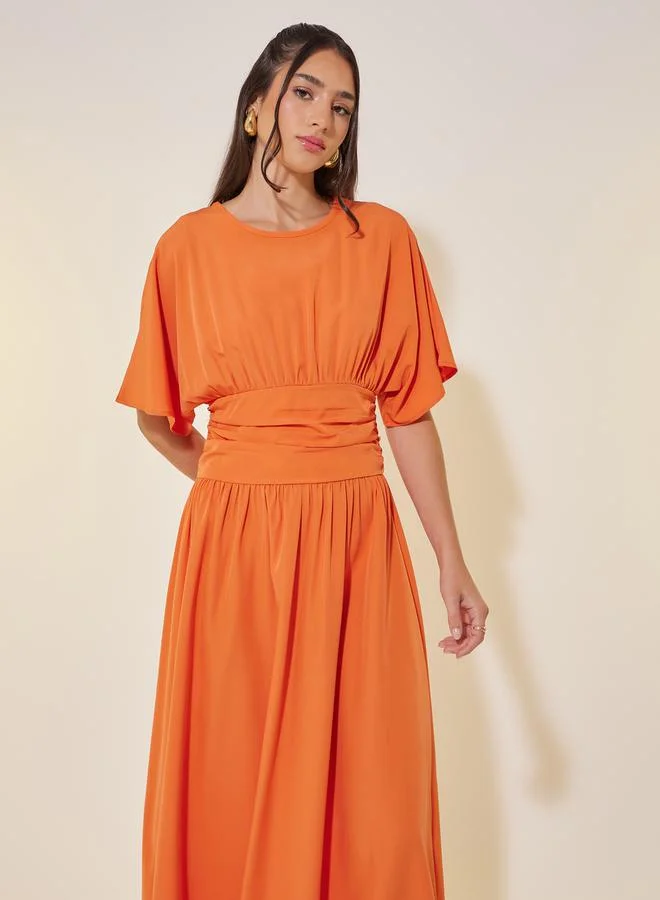 تايك تو Orange Waist Tie Dress