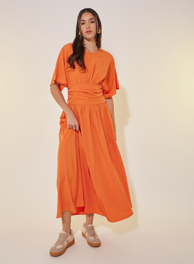 Take Two Orange Waist Tie Dress - Image 1