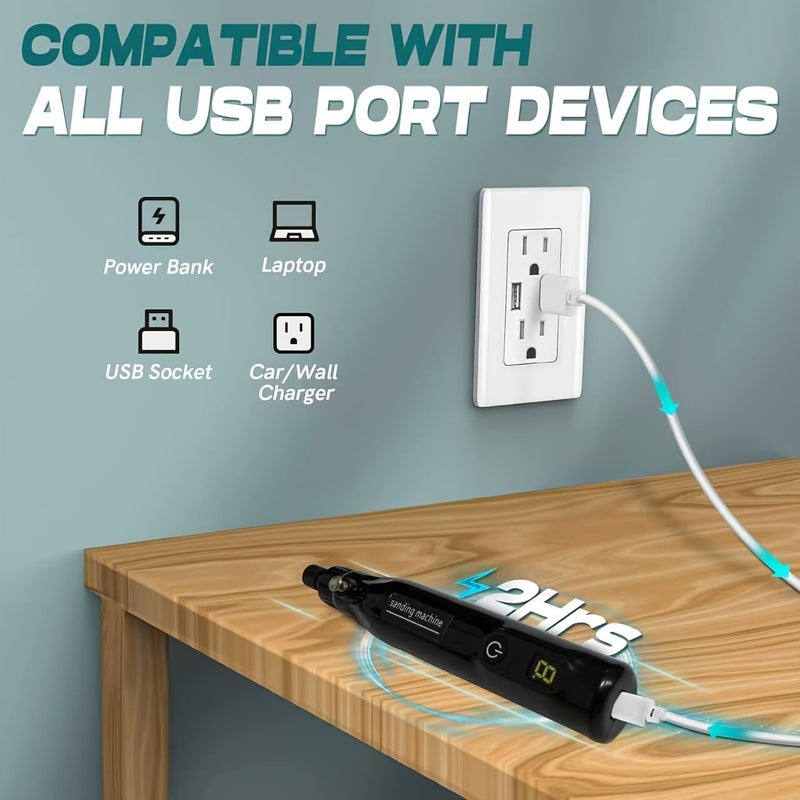 39Pcs Blue Cordless Rotary Tool Set 5 Speed USB Mini Drill Grinder For DIY - Image 4