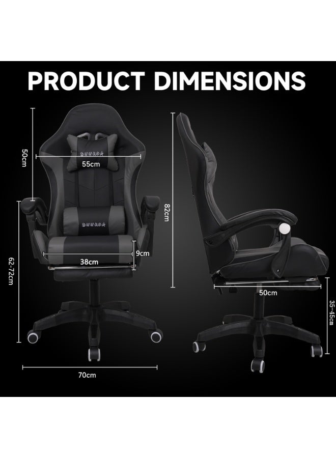 DUUKOA Gaming Chair with Footrest  Ergonomic Computer Chair 90°–135° Adjustment Backrest Perfect - Image 2