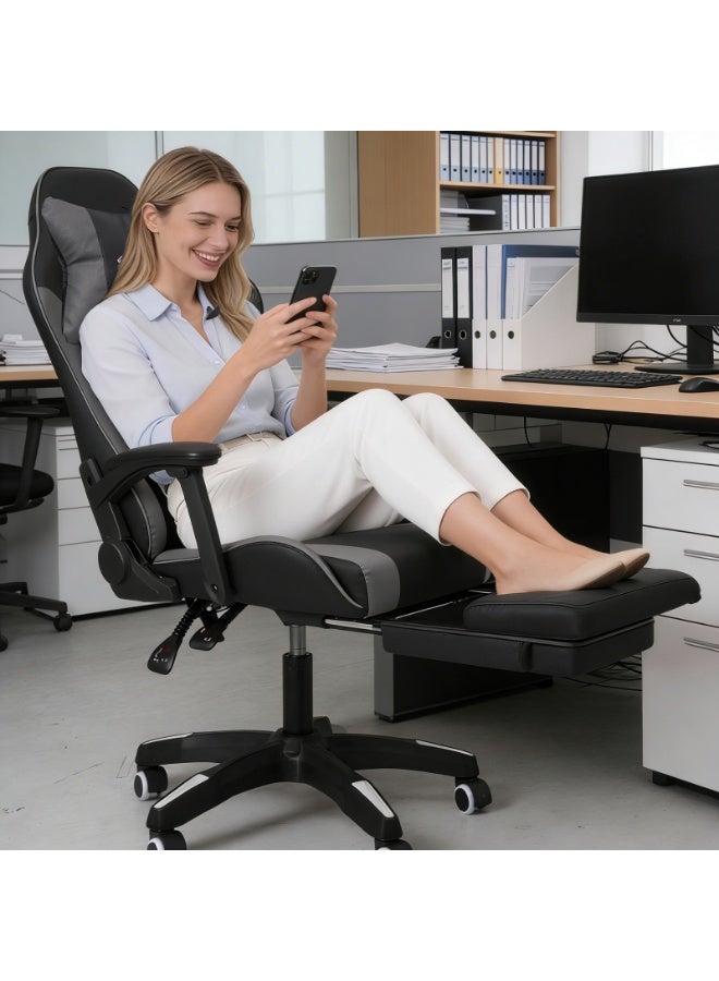 DUUKOA Gaming Chair with Footrest  Ergonomic Computer Chair 90°–135° Adjustment Backrest Perfect - Image 4