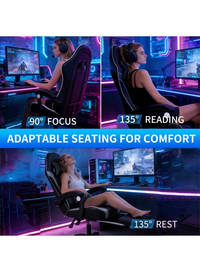 DUUKOA Gaming Chair with Footrest  Ergonomic Computer Chair 90°–135° Adjustment Backrest Perfect - Image 5