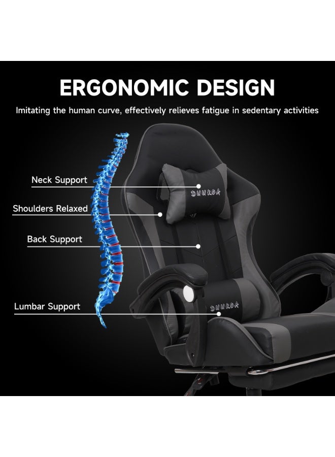 DUUKOA Gaming Chair with Footrest  Ergonomic Computer Chair 90°–135° Adjustment Backrest Perfect - Image 3