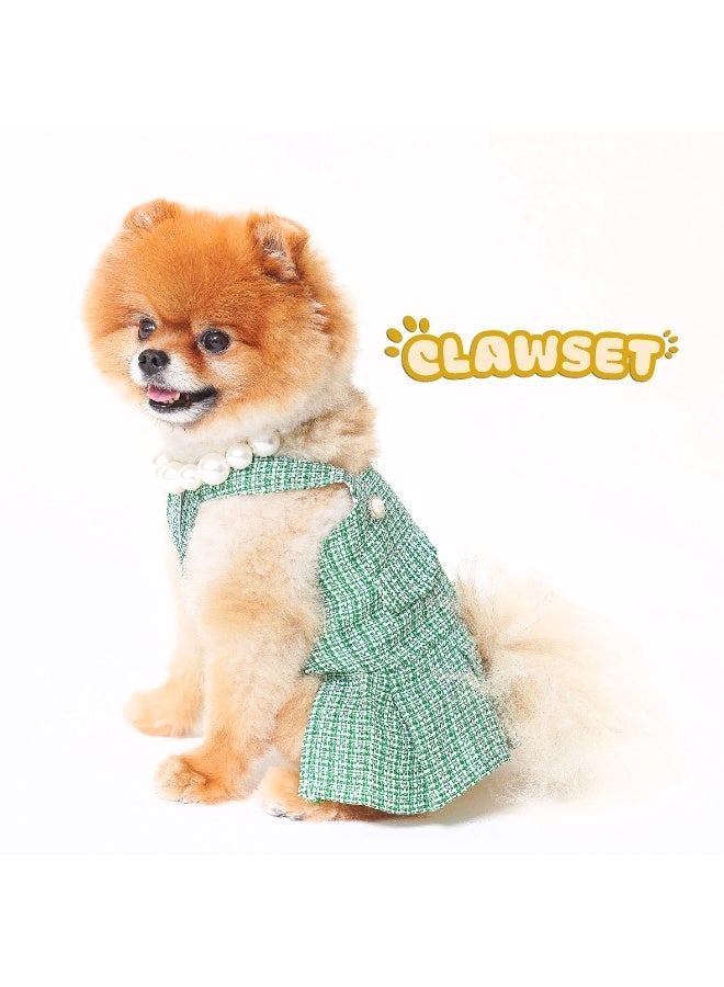 CLAWSET Green Kaithy Dress Pet Cat Dog Dress for Girl Doggy Cats Fancy Adorable Green Dress Princess Doggie Dresses for Medium Dogs Skirt Pet - Image 1