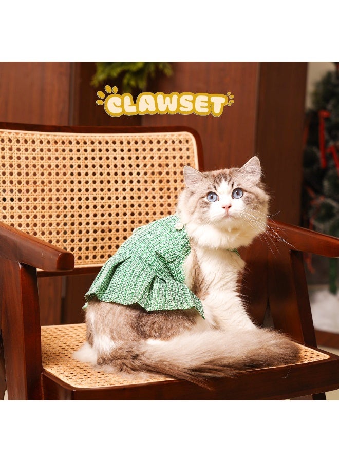 CLAWSET Green Kaithy Dress Pet Cat Dog Dress for Girl Doggy Cats Fancy Adorable Green Dress Princess Doggie Dresses for Medium Dogs Skirt Pet - Image 2