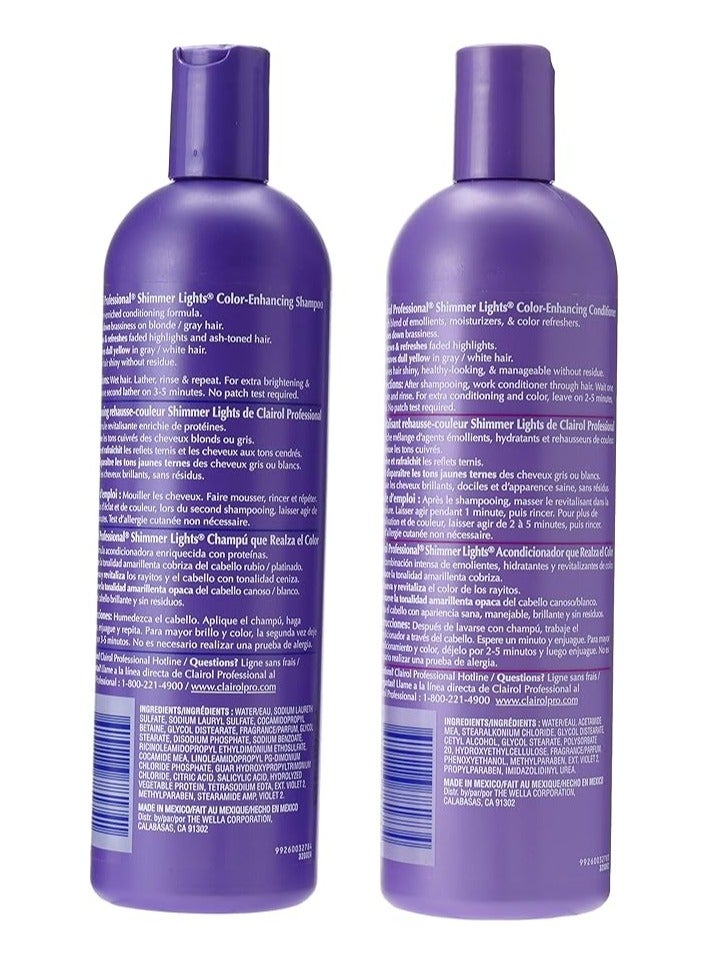 Clairol Professional Shimmer Lights Shampoo and Conditioner for Blonde and Silver Hair, 16 fl oz each - Image 2