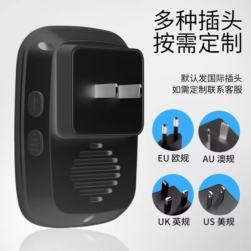 Cross-border e-commerce music electronic remote control ding dong exchange a drag a US, Japan, UK and Europe standard doorbell wireless waterproof Black - Image 2