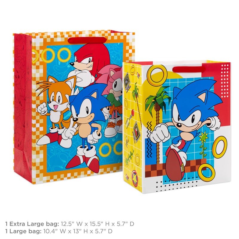 Hallmark Sonic the Hedgehog Gift Bags for Kids, Gamers (2 Bags: 1 Large 13", 1 Extra Large 15") for Birthdays, Back to School, Christmas - Image 3
