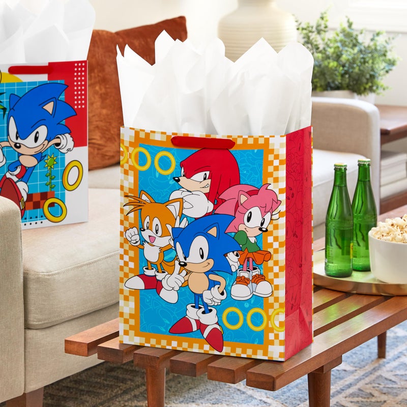 Hallmark Sonic the Hedgehog Gift Bags for Kids, Gamers (2 Bags: 1 Large 13", 1 Extra Large 15") for Birthdays, Back to School, Christmas - Image 2