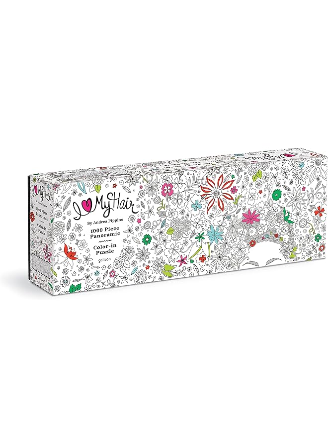 Galison Andrea Pippins Flowers In Your Hair Color In 1000 Piece Panoramic Puzzle From Once Complete Color In The 39" - Image 1