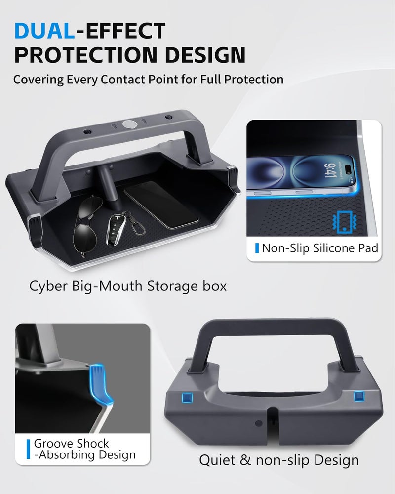 VANKUB (Upgraded for Tesla Model Y Juniper Under Screen Storage Organizer 2025-2026 [Cyber-Inspired], Model 3 Highland 2024-2025 Center Console Organizer Tray for Tesla Model Y Juniper Accessories - Image 4