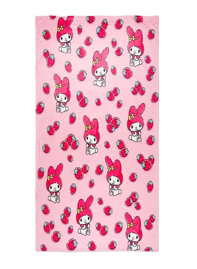 Franco Collectibles My Melody Strawberry Bedding Super Soft Cozy Blanket, 62 in x 90 in, (Officially Licensed Product) - Image 1