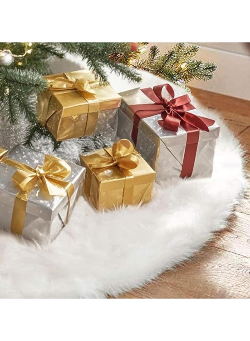 VUCATIN تنورة شجرة عيد الميلاد البيضاء مقاس 48 بوصة تنورة من الفرو الصناعي لتزيين شجرة عيد الميلاد وحفلات العطلات وديكورات عيد الميلاد الداخلية والخارجية (أ) - Image 1