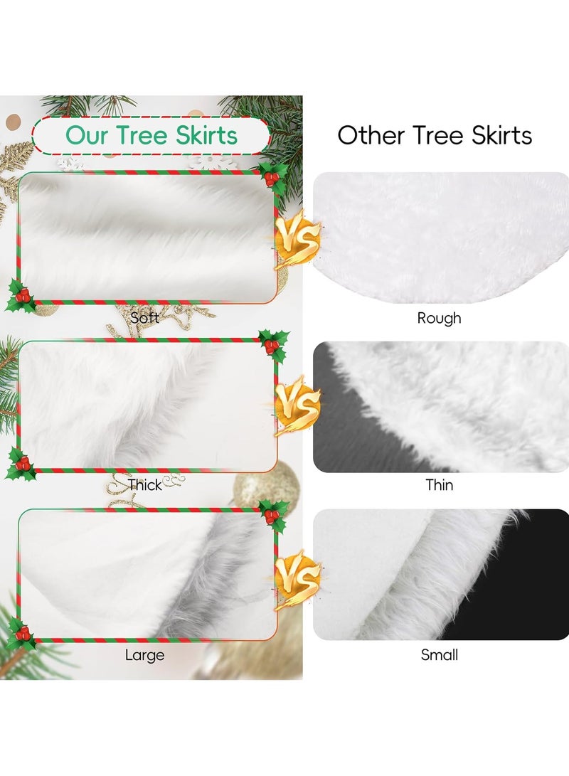 VUCATIN تنورة شجرة عيد الميلاد البيضاء مقاس 48 بوصة تنورة من الفرو الصناعي لتزيين شجرة عيد الميلاد وحفلات العطلات وديكورات عيد الميلاد الداخلية والخارجية (أ) - Image 2