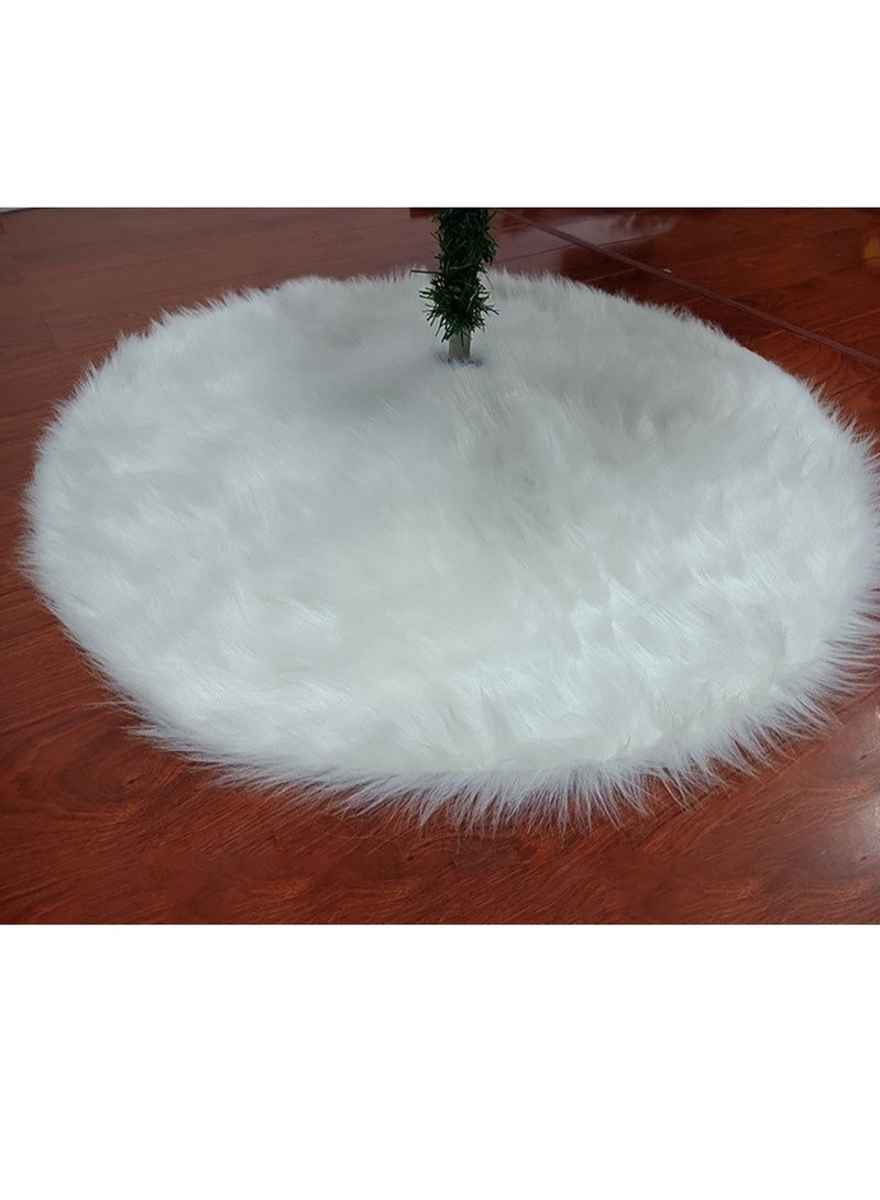 VUCATIN تنورة شجرة عيد الميلاد البيضاء مقاس 48 بوصة تنورة من الفرو الصناعي لتزيين شجرة عيد الميلاد وحفلات العطلات وديكورات عيد الميلاد الداخلية والخارجية (أ) - Image 3