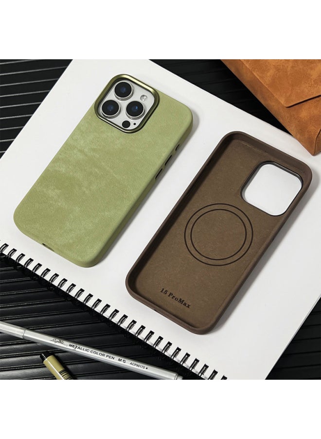 Generic - Apple 16PRO Phone Case For Couple Flannel Magsafe Magnetic Protective Case IP14 Skin Sense 15 Light Luxury-Color:7 Orange-Applicable Model:iphone15PRO - Image 1