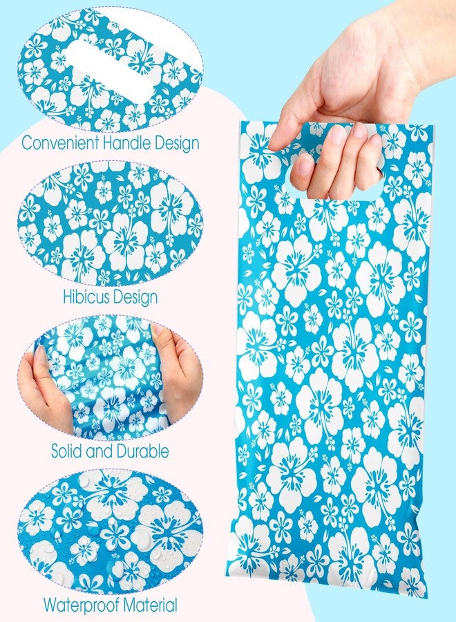 Kolldenn 120 Pcs Plastic Hibicus Gift Bags Bulk Hawaiian Candy Goodie Treat Bags with Handle for Summer Party Favor Supplies Decoration - Image 5
