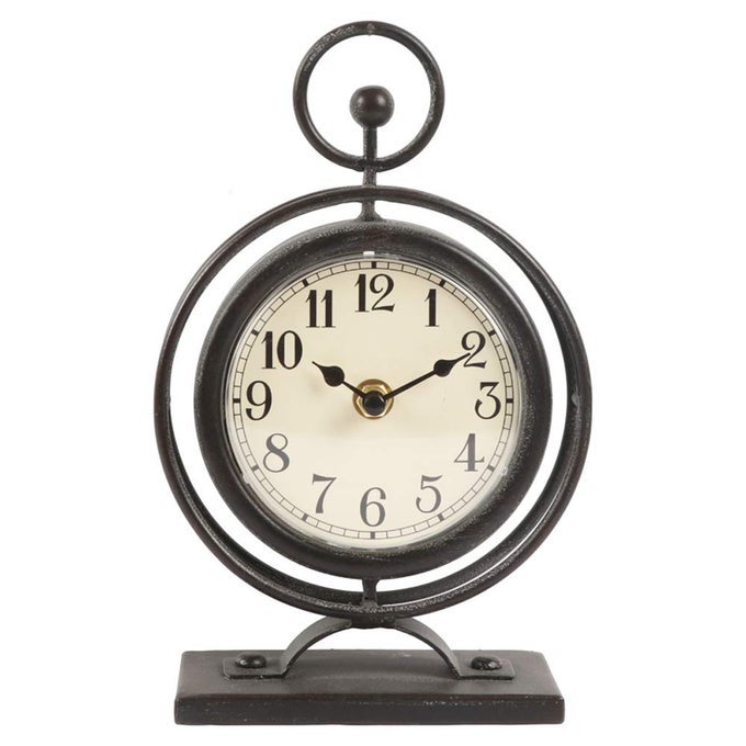 SMALL VINTAGE METAL DESK CLOCK DECORATIVE TABLE CLOCK FOR LIVING ROOM SILENT MANTEL CLOCKS FARMHOUSE SHELF DECOR BATTERY OPERATED 95 BLACK