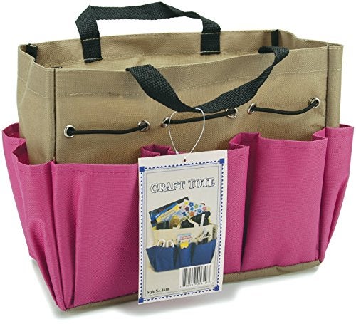 Allary Project Tote 9-1/2 Inch by 8-1/2 Inch by 5 Inch, Pink/Khaki - Image 1